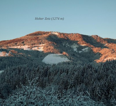 Blick auf den Hohen Zetz im Winter 2021/22, © Ferienwohnungen Raczkowski