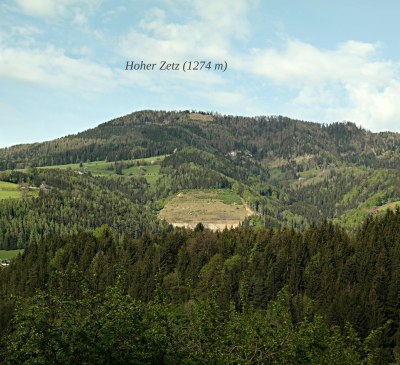 Blick auf den Hohen Zetz im Mai 2023, © Ferienwohnungen Raczkowski